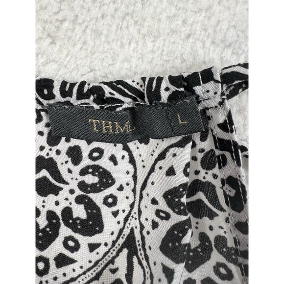 THML Halter Blue Black Floral Sleeveless Cinched Tunic Dress Size L - Picture 4 of 6